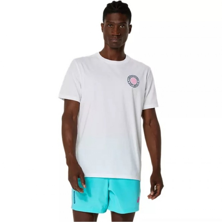 Asics Padel Court Graphic SS Top White T-Shirt  Offer + Cheap