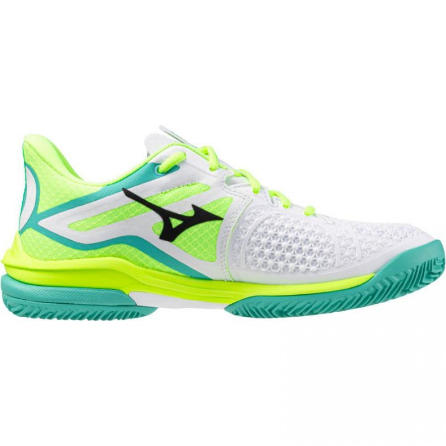 Baskets Femme Mizuno Wave Exceed Tour 6 TERRE BATTUE Blanc Noir Lime  Offre - Pas cher